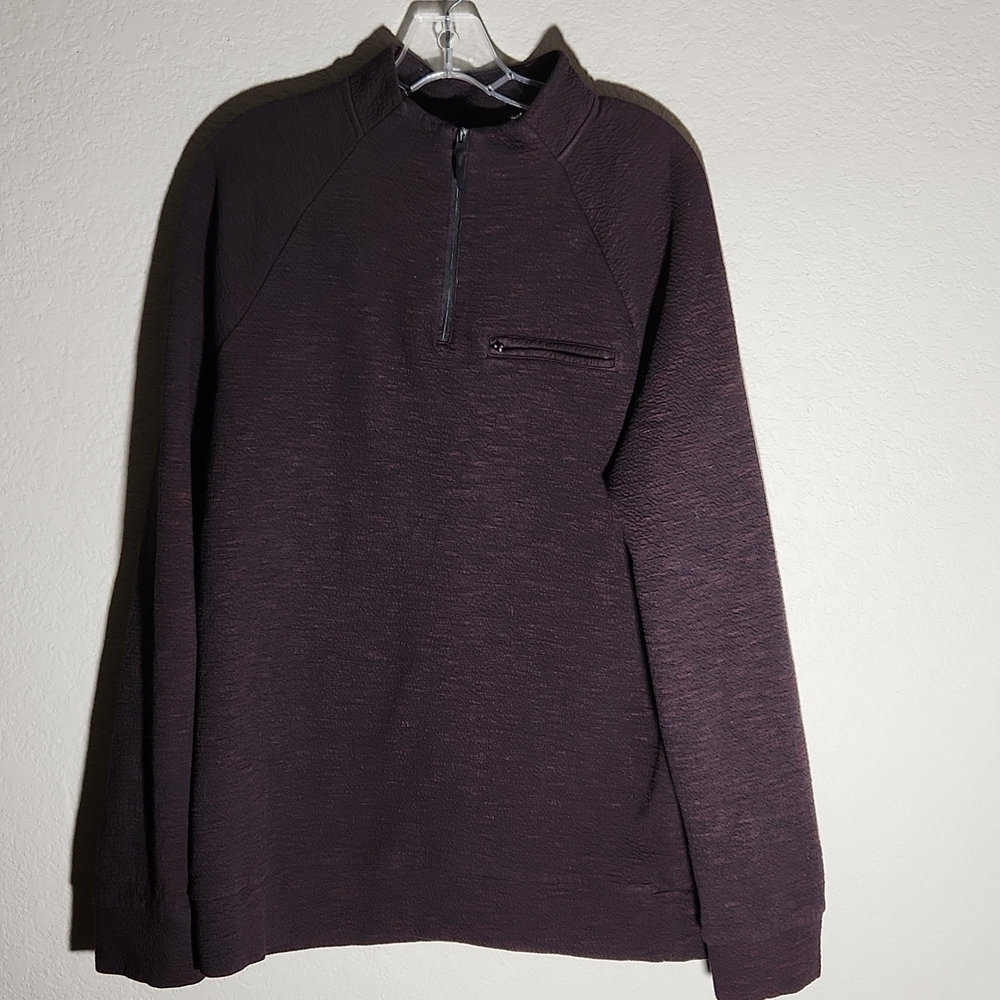 Marc Anthony Sweater Men Size L Sweater Slim Fit Maroon Black Quarter Zip
